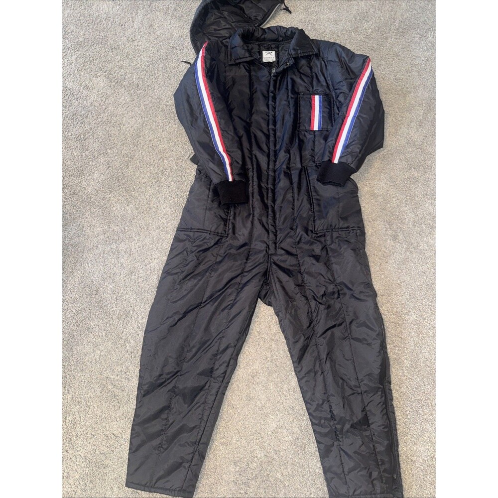 Vtg Rothco Insulated Ski & Rescue Suit Snowmobile Men's M Black Red Blue Accent